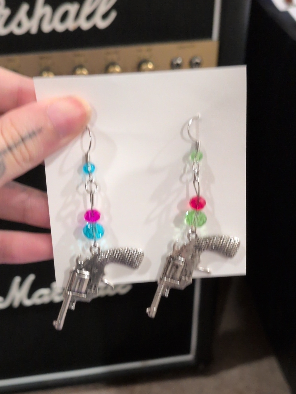 Stainless Steel Multicolor Gun Earrings